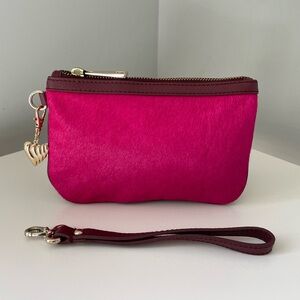 Banana Republic Lux Lily Wristlet | Genuine Calf Hair In Hot Pink